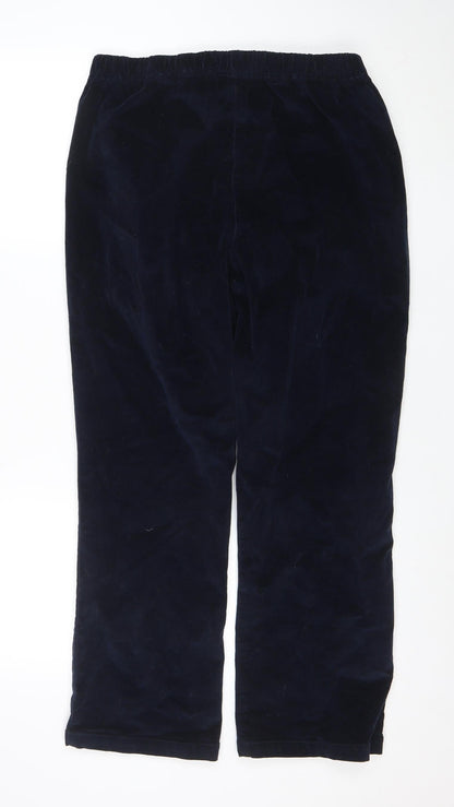 Cotton Traders Women Blue Size 16 Velvet Elastic Waist Trousers