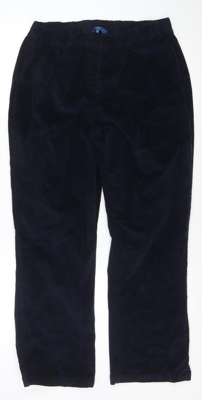 Cotton Traders Women Blue Size 16 Velvet Elastic Waist Trousers
