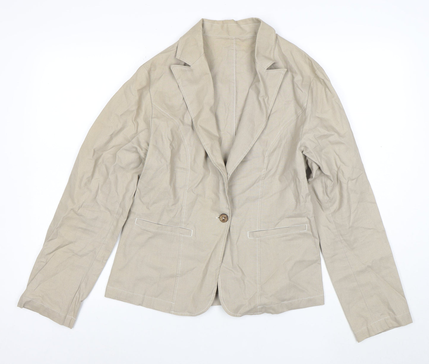 The Earth Collection Beige Ramie Cotton Women’s Blazer Jacket L