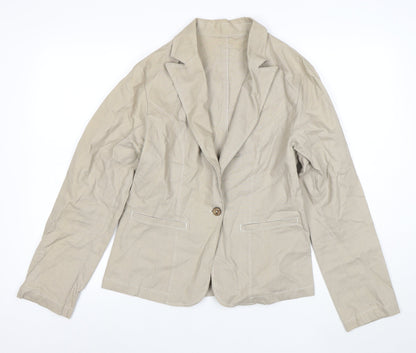The Earth Collection Beige Ramie Cotton Women’s Blazer Jacket L