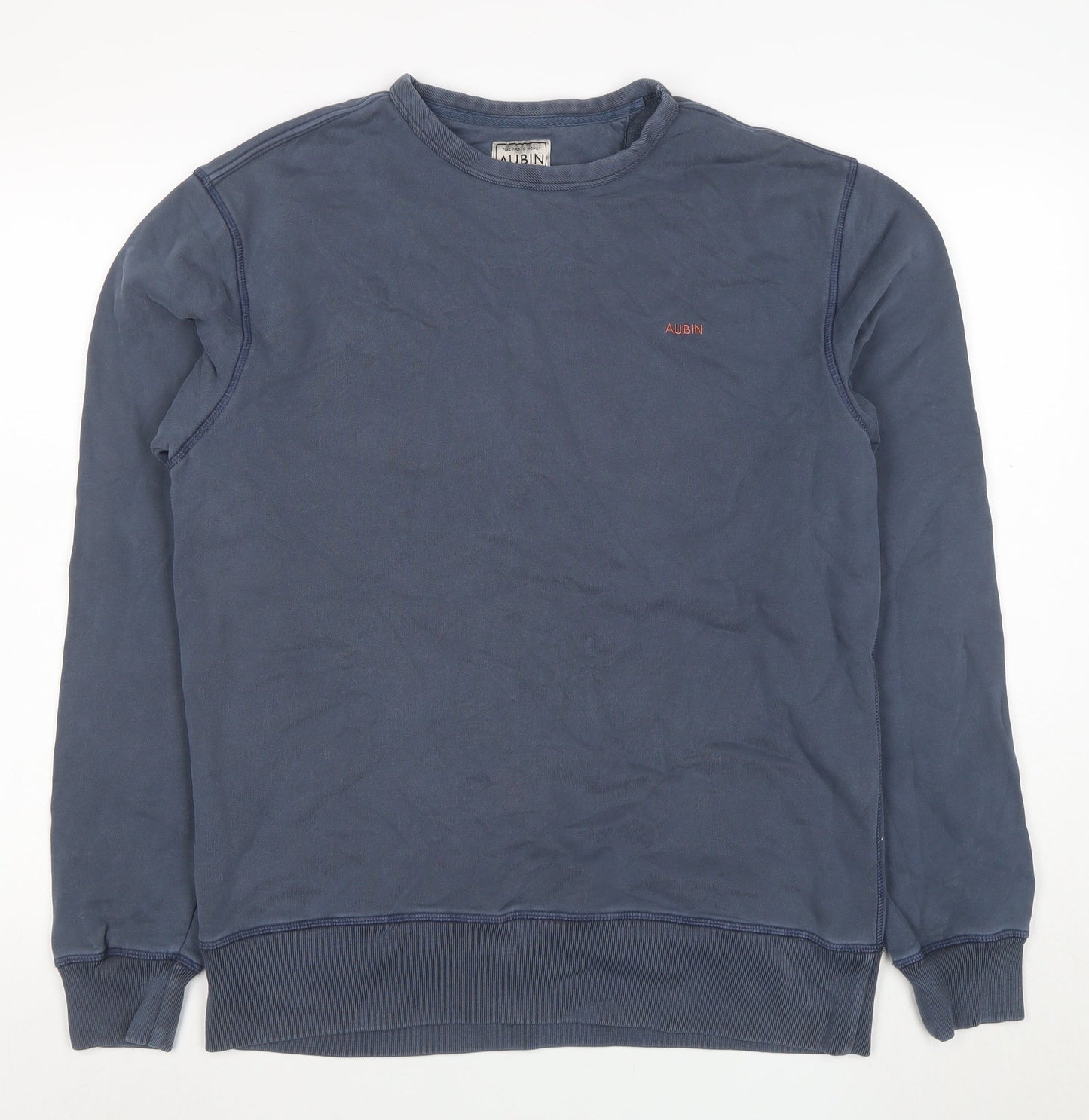 Aubin Men's Blue Medium Crew Neck Cotton Pullover Sweatshirt