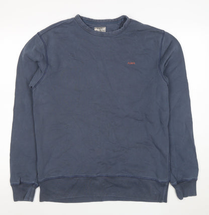 Aubin Men's Blue Medium Crew Neck Cotton Pullover Sweatshirt