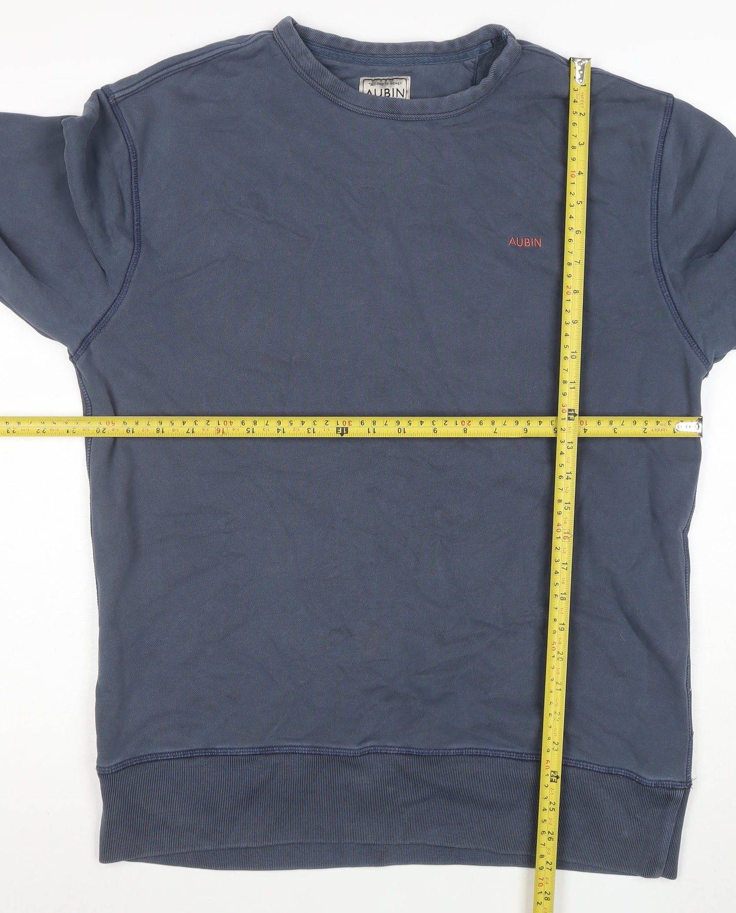 Aubin Men's Blue Medium Crew Neck Cotton Pullover Sweatshirt