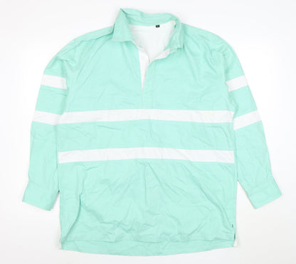 The Cotton Shirt Company Men's Green Long Sleeve Rugby Polo L