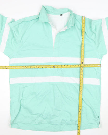 The Cotton Shirt Company Men's Green Long Sleeve Rugby Polo L