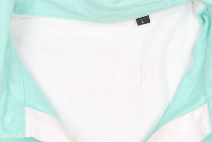 The Cotton Shirt Company Men's Green Long Sleeve Rugby Polo L