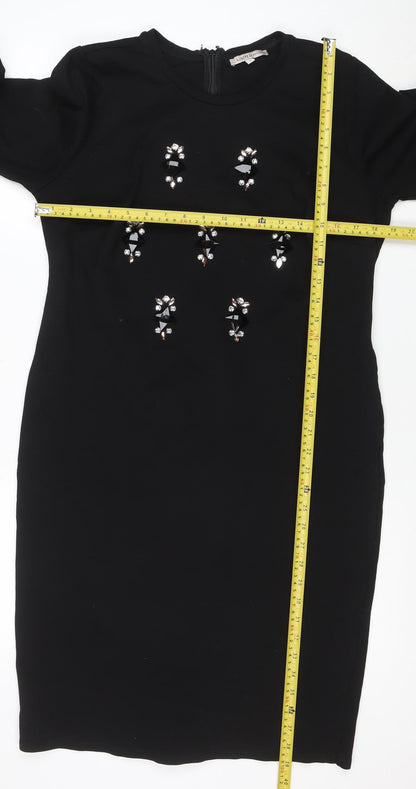 Marks and Spencer Women's Black Beaded Sheath Dress Size 16