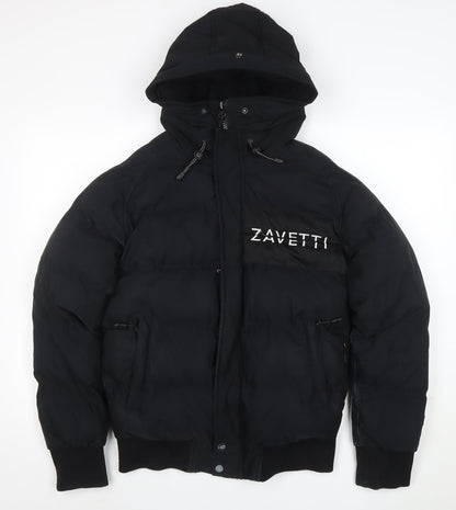 Zavetti Canada Men's Black Puffer Jacket Hooded Size S Winter Casual