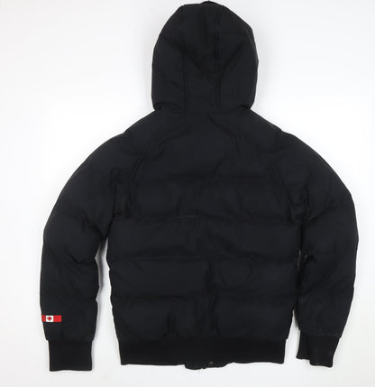 Zavetti Canada Men's Black Puffer Jacket Hooded Size S Winter Casual