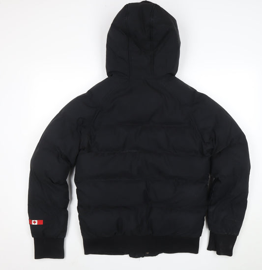 Zavetti Canada Men's Black Puffer Jacket Hooded Size S Winter Casual