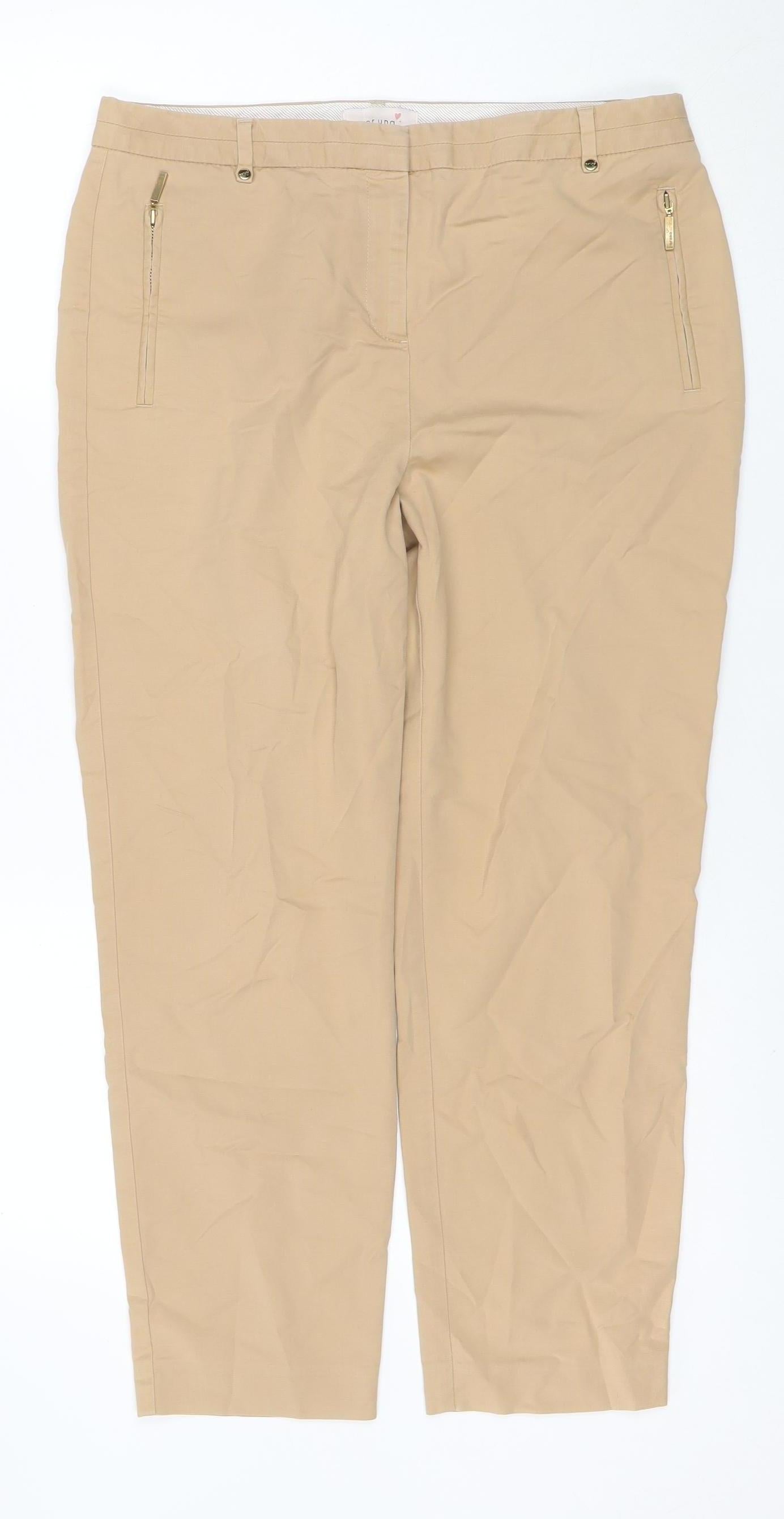 Marks and Spencer Women's Beige Chino Trousers Size 12 Regular
