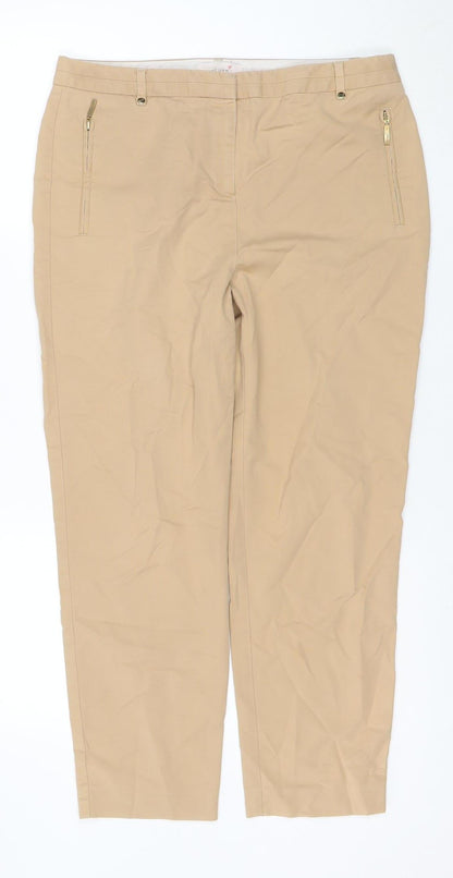 Marks and Spencer Women's Beige Chino Trousers Size 12 Regular