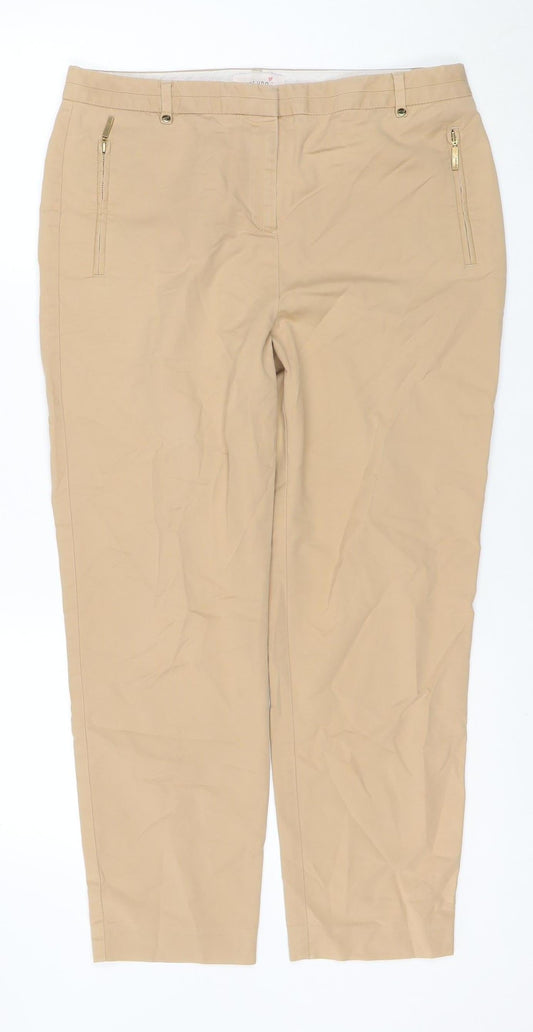 Marks and Spencer Women's Beige Chino Trousers Size 12 Regular