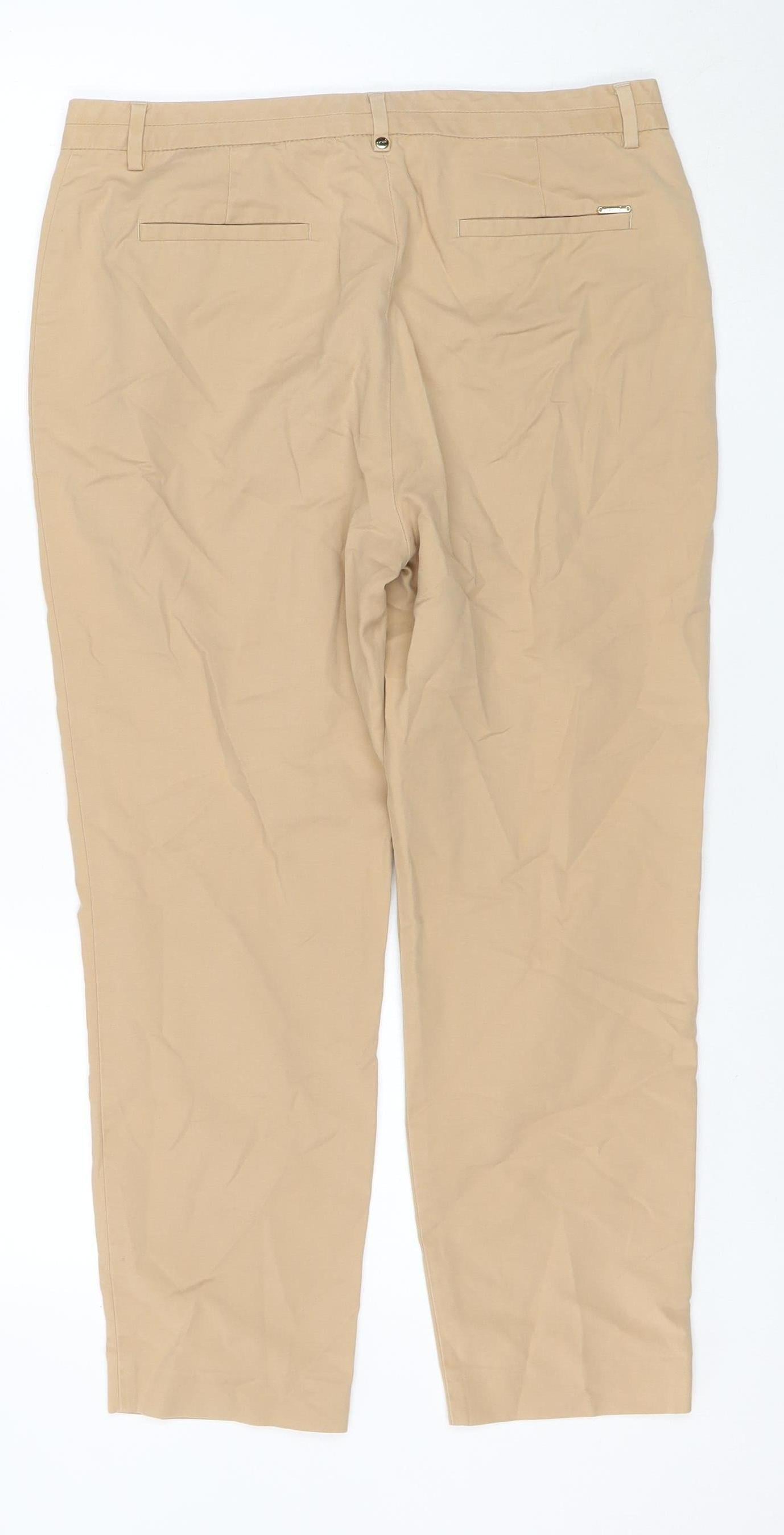 Marks and Spencer Women's Beige Chino Trousers Size 12 Regular