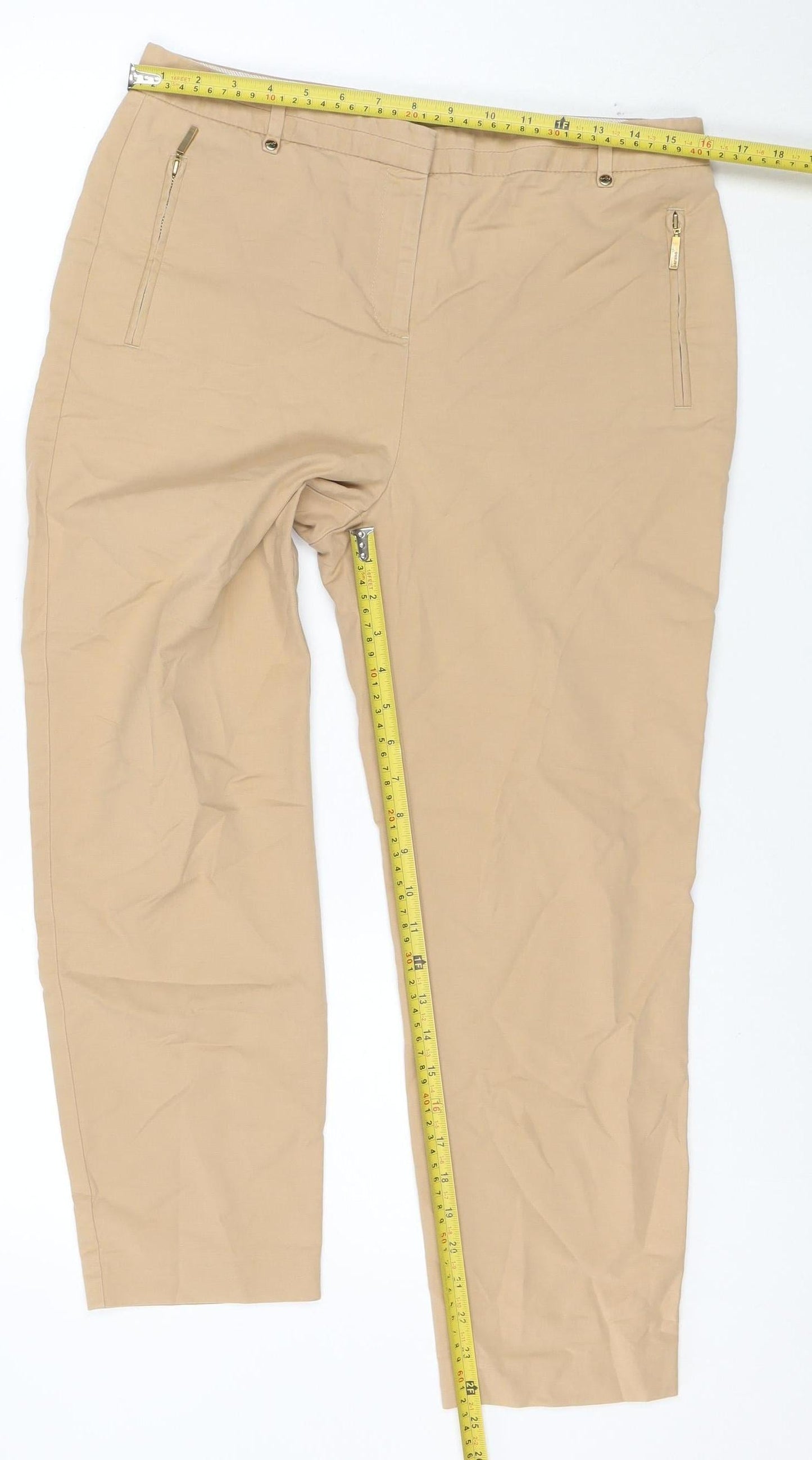 Marks and Spencer Women's Beige Chino Trousers Size 12 Regular