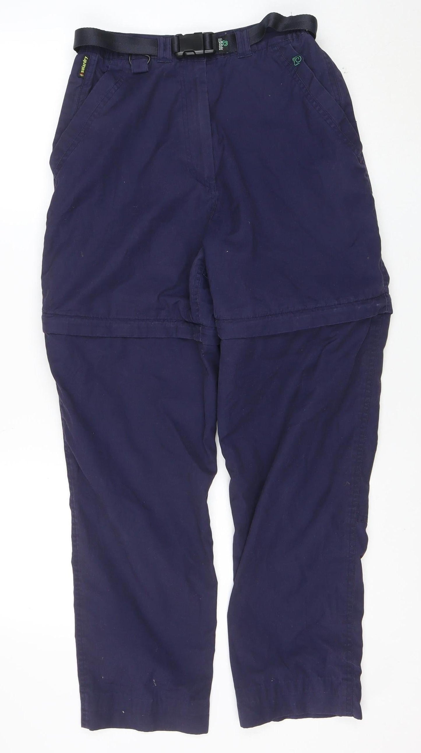 Craghoppers Women's Blue Cargo Travel Trousers UK 12 Belted Quick Dry