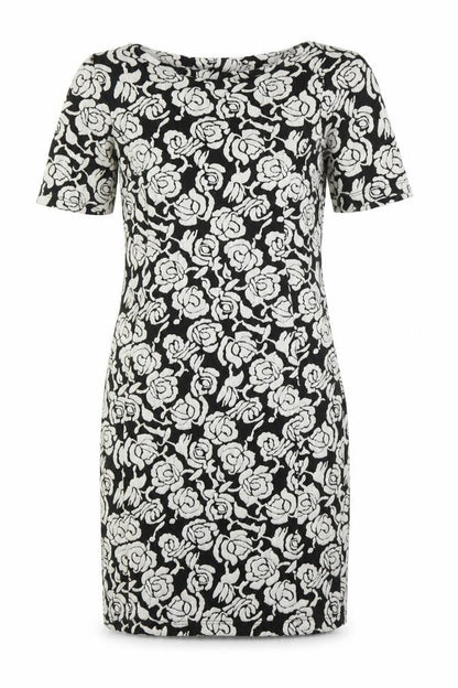 Wallis Women’s Black Floral Sheath Dress Size 10 Stretch Workwear