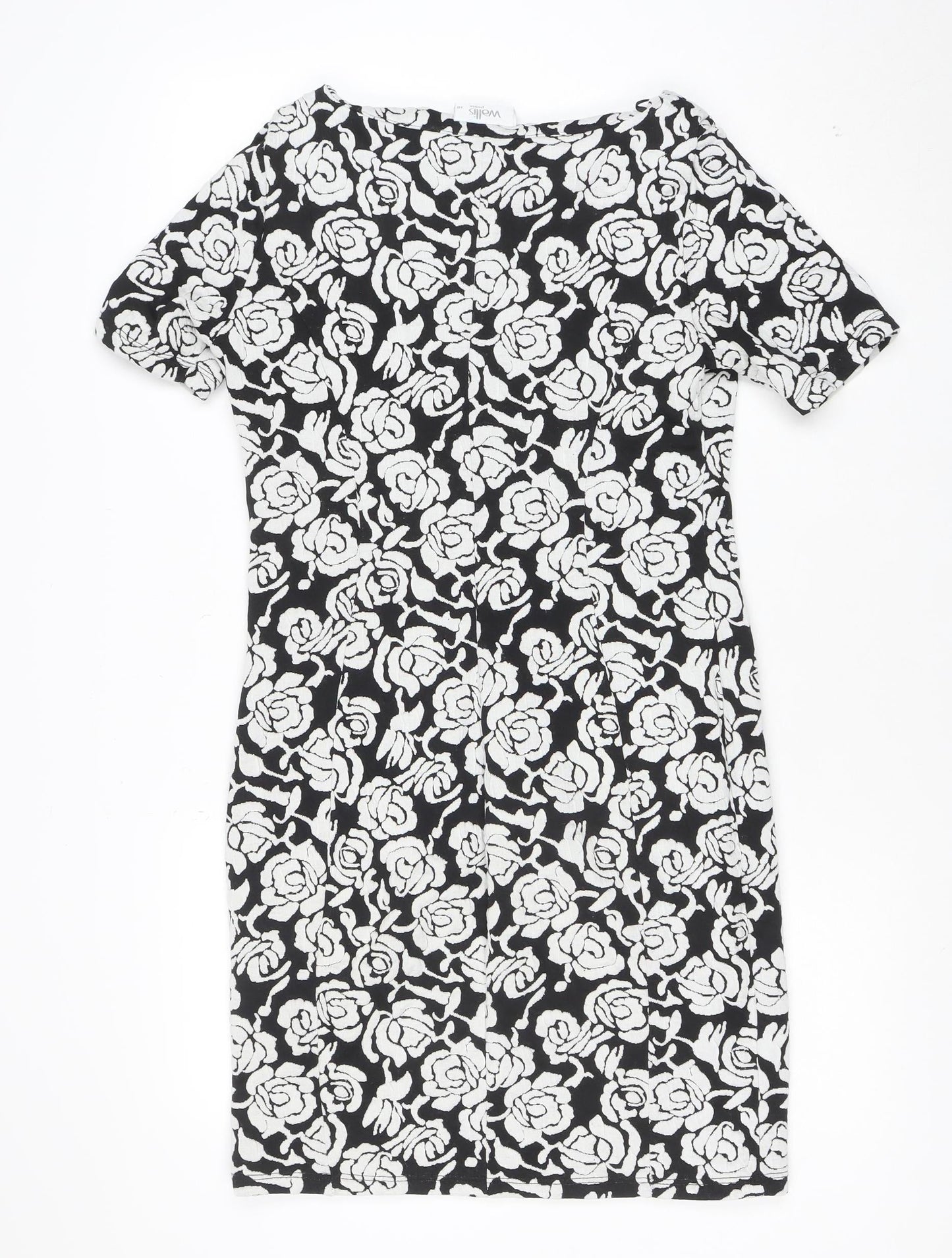 Wallis Women’s Black Floral Sheath Dress Size 10 Stretch Workwear
