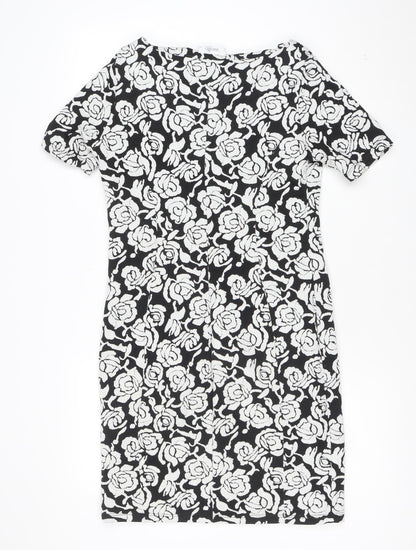 Wallis Women’s Black Floral Sheath Dress Size 10 Stretch Workwear