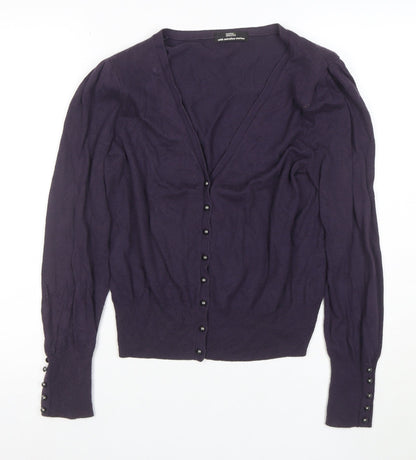 Marks and Spencer Women's Purple Merino Wool V-Neck Cardigan Size 14