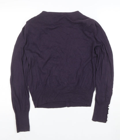 Marks and Spencer Women's Purple Merino Wool V-Neck Cardigan Size 14