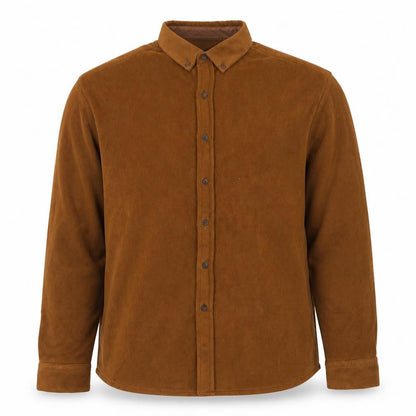 ASOS DESIGN Men's Brown Fleece Button-Down Jacket L 40in Polyester