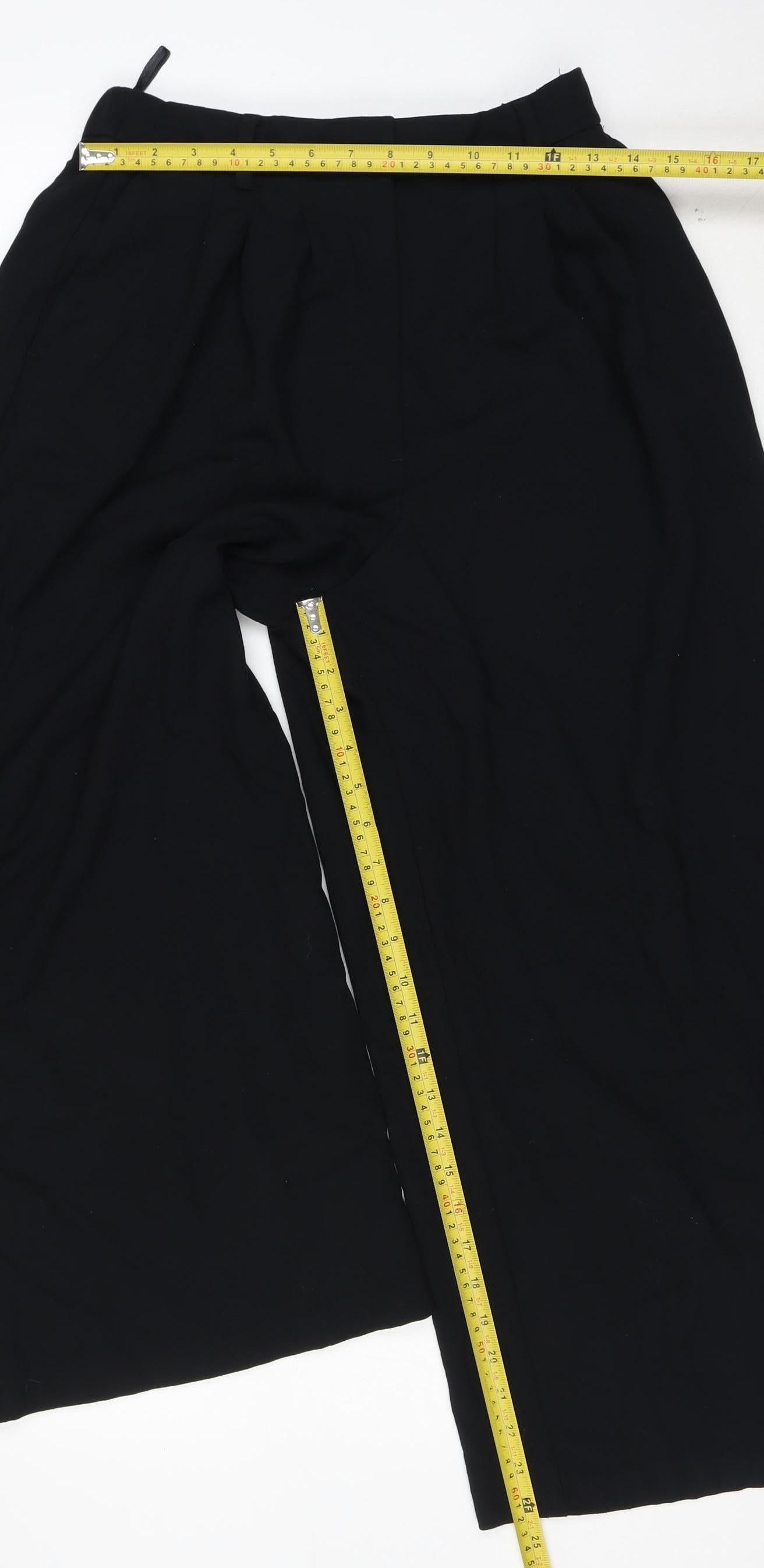 Marks and Spencer Womens Black Size 10 Wide-Leg Cropped Trousers