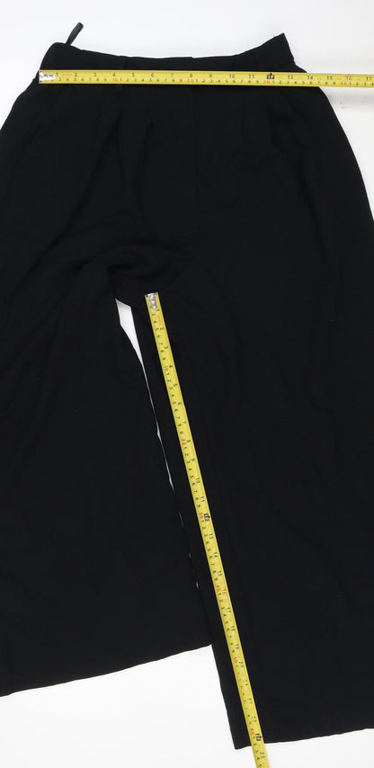 Marks and Spencer Womens Black Size 10 Wide-Leg Cropped Trousers