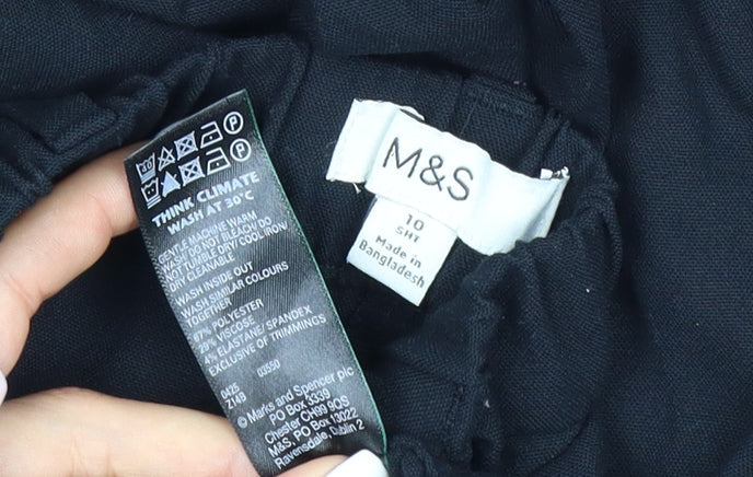 Marks and Spencer Womens Black Size 10 Wide-Leg Cropped Trousers