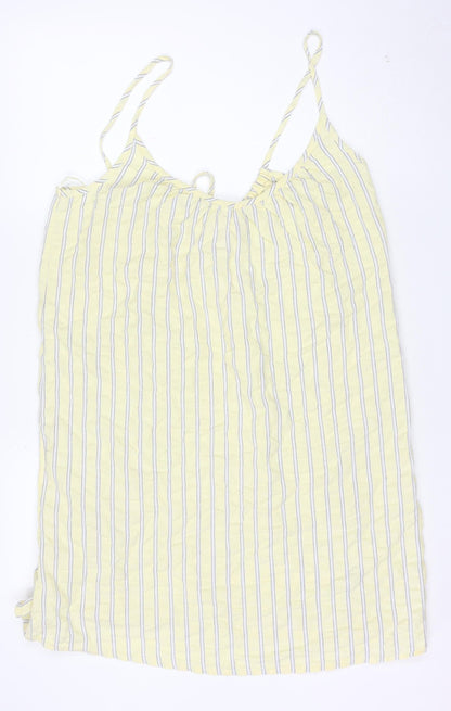 Marks and Spencer Womens Yellow Striped Cotton Slip Dress Size 12