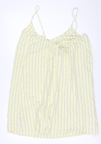 Marks and Spencer Womens Yellow Striped Cotton Slip Dress Size 12