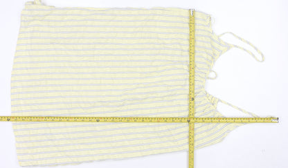 Marks and Spencer Womens Yellow Striped Cotton Slip Dress Size 12