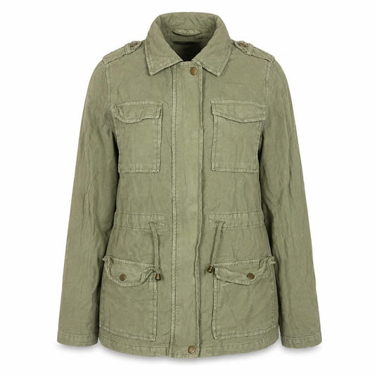 New Look Womens Green Military Jacket Size 8 Cotton Mid-Length