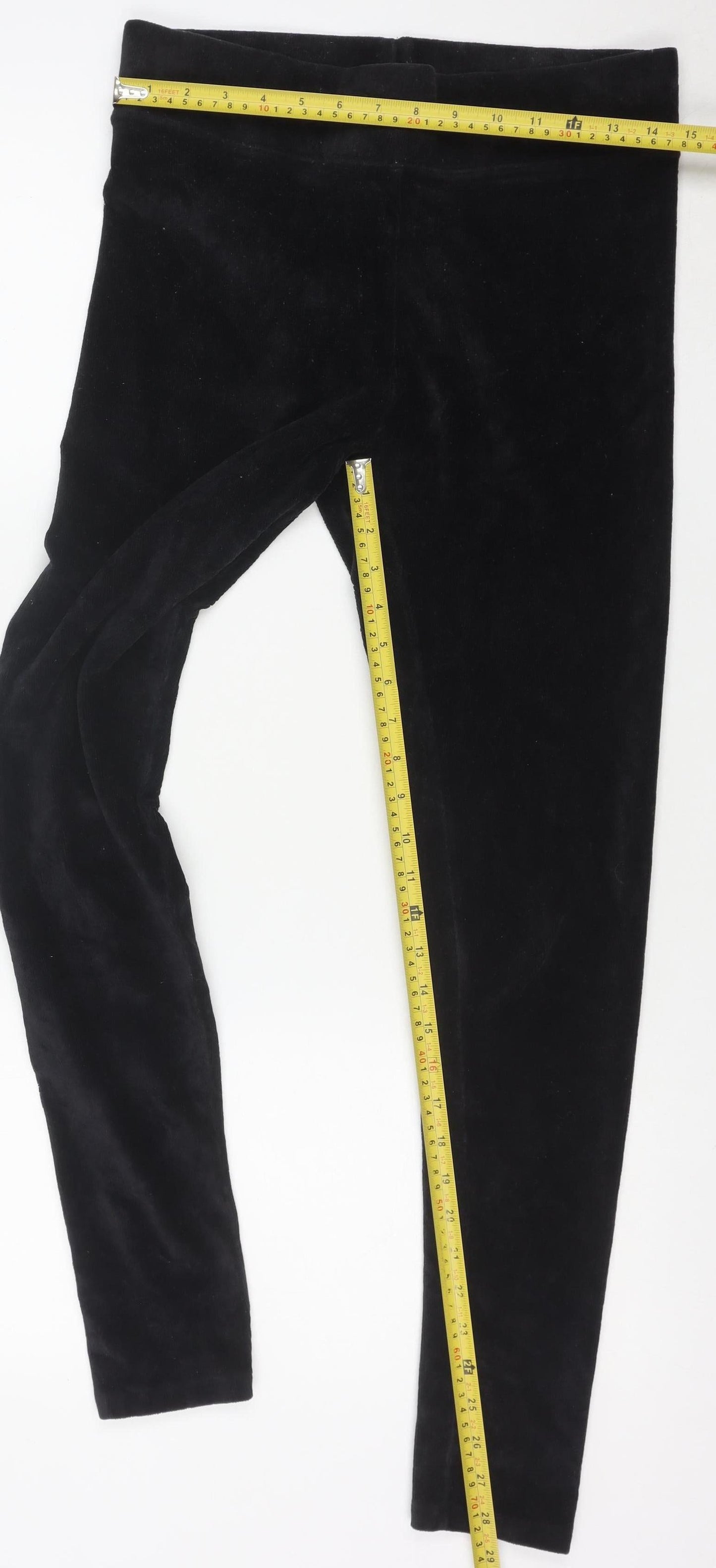 Marks and Spencer Women’s Black Cotton Blend Stretch Velvet Leggings Size 12