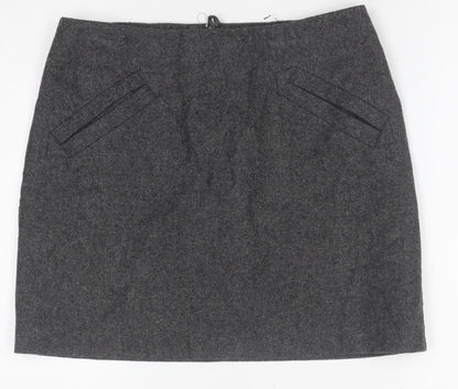 H&M Women Grey Wool Blend Pencil Skirt Size 10 Lined Workwear