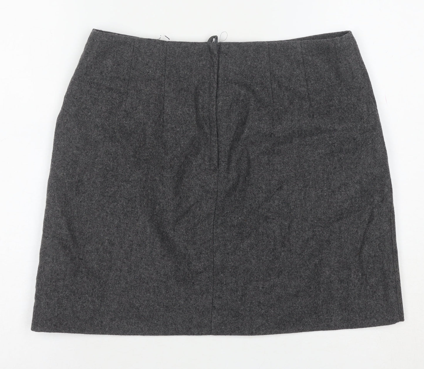 H&M Women Grey Wool Blend Pencil Skirt Size 10 Lined Workwear