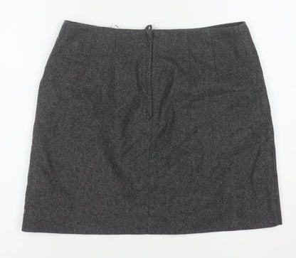 H&M Women Grey Wool Blend Pencil Skirt Size 10 Lined Workwear