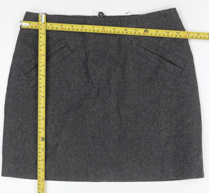 H&M Women Grey Wool Blend Pencil Skirt Size 10 Lined Workwear