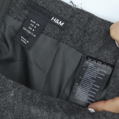 H&M Women Grey Wool Blend Pencil Skirt Size 10 Lined Workwear