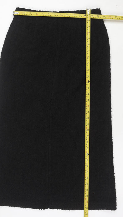 Marks and Spencer Women's Black Wool Blend Pencil Skirt Size 10