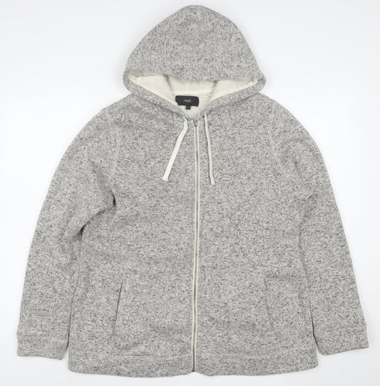 Next Women Grey Hooded Full Zip Jacket Size 22 Plus Lined Knit