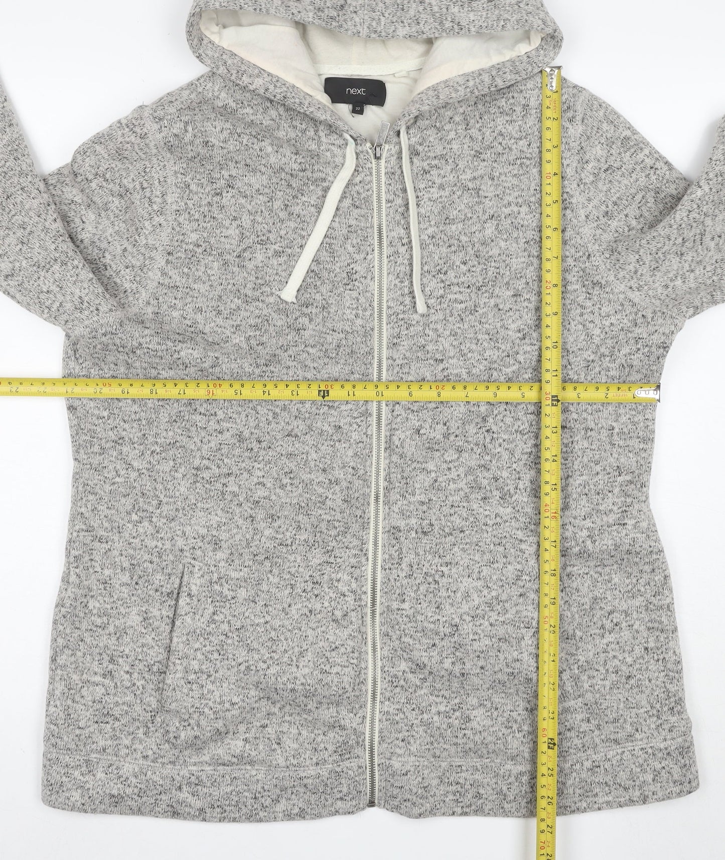 Next Women Grey Hooded Full Zip Jacket Size 22 Plus Lined Knit