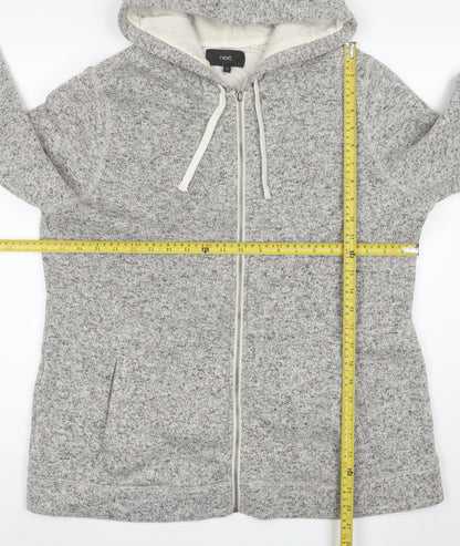 Next Women Grey Hooded Full Zip Jacket Size 22 Plus Lined Knit