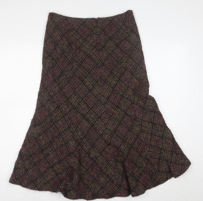 Platinum Womens Multicoloured Wool Tweed Flare Midi Skirt Size 12