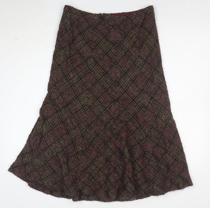 Platinum Womens Multicoloured Wool Tweed Flare Midi Skirt Size 12