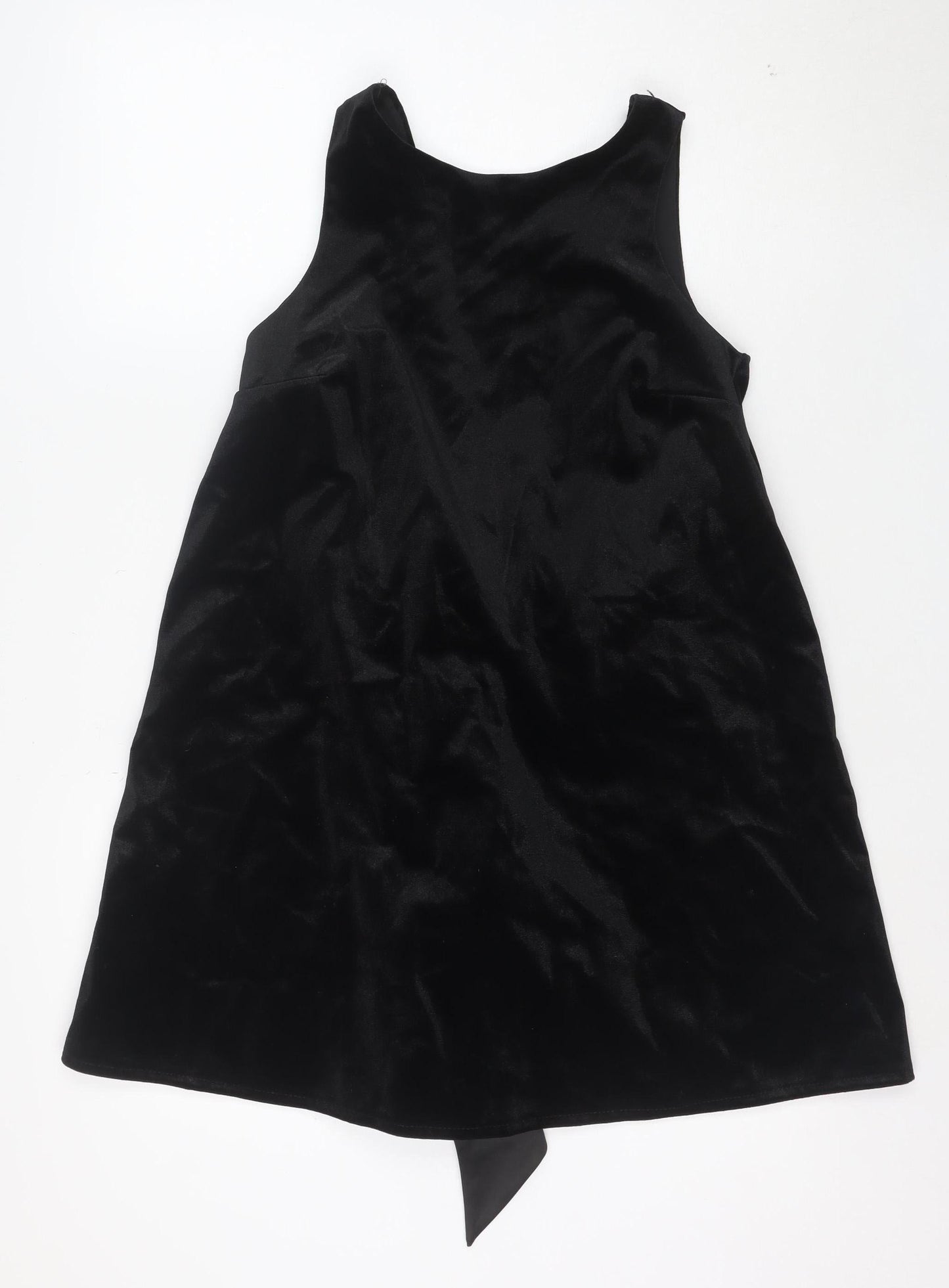 River Island Women’s Black Velvet Bow Mini Party Dress Size 8