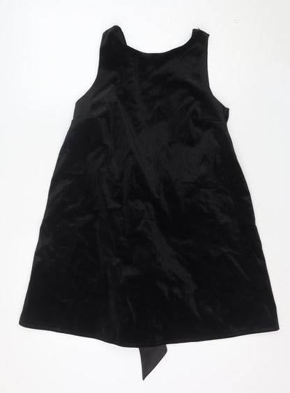 River Island Women’s Black Velvet Bow Mini Party Dress Size 8