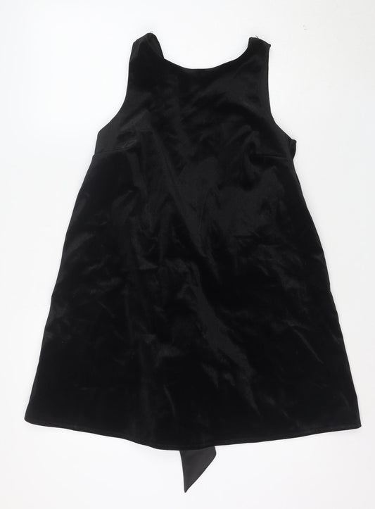 River Island Women’s Black Velvet Bow Mini Party Dress Size 8
