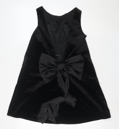 River Island Women’s Black Velvet Bow Mini Party Dress Size 8