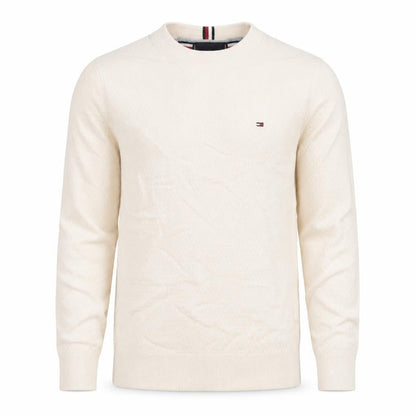 Tommy Hilfiger Men's Beige Cotton Crew Neck Jumper Size L